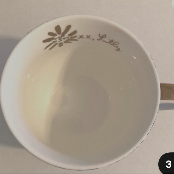 Lilly Pulitzer Blue Floral Ceramic Gold Handle Large Coffee Tea Mug Cup - 12 Oz. - Picture 4 of 6